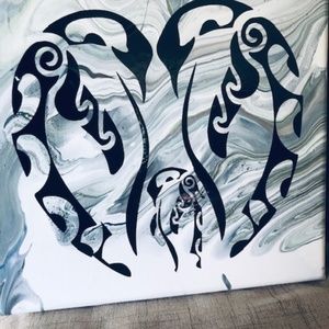 8x8 Handmade Penguin Painting